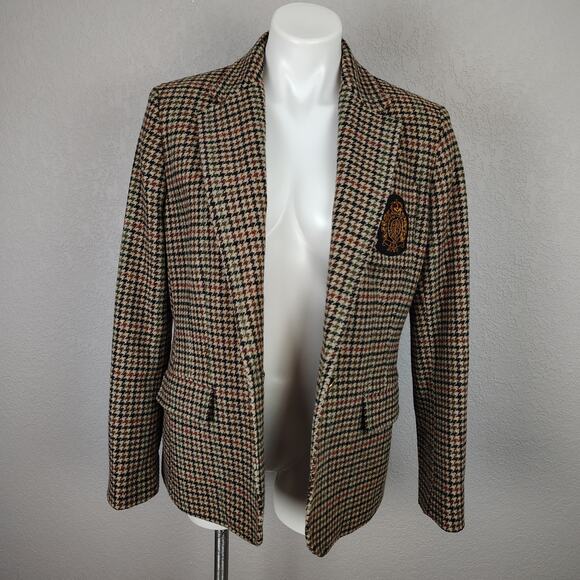 Ralph Lauren Bullion Crest Plaid Wool Blend Blazer Size 12 - Picture 10 of 16
